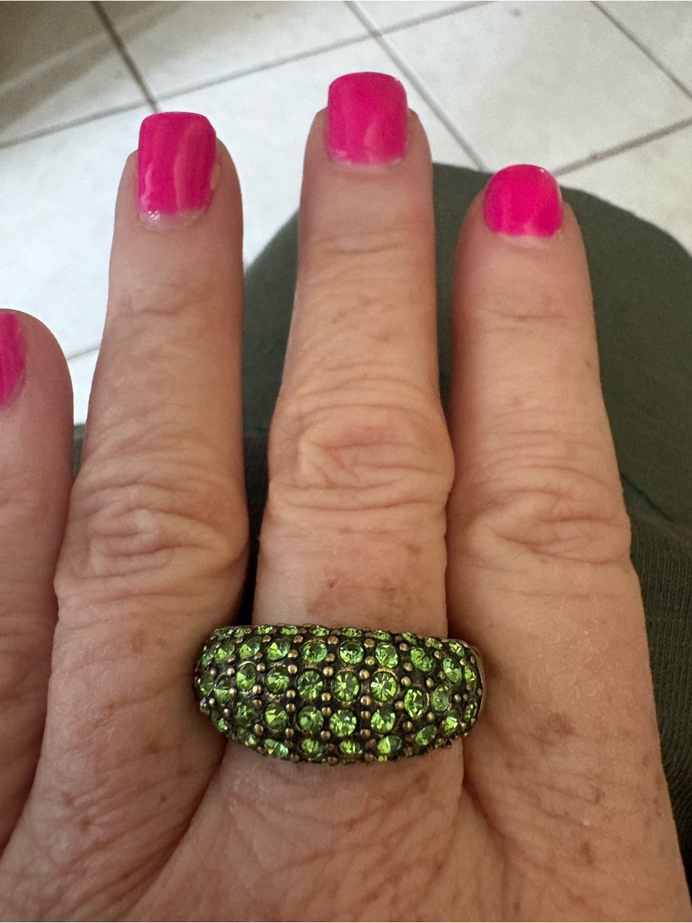 Heidi Daus Green Crystal Pavé Dome Statement Ring